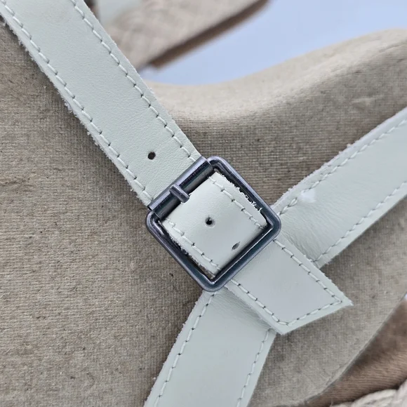 NWT TOMS Abby Flatform Espadrille Sandals, Leather Natural Woven , Women's 11 - Picture 6 of 16